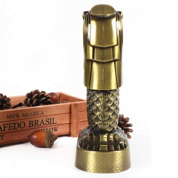 Vintage Metal Singapur Merlion Biblo Antik Bronz 16 cm - Resim 5