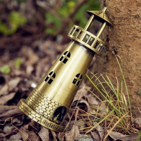 Vintage Metal Deniz Feneri Biblo Antik Bronz 18 cm - Resim 5