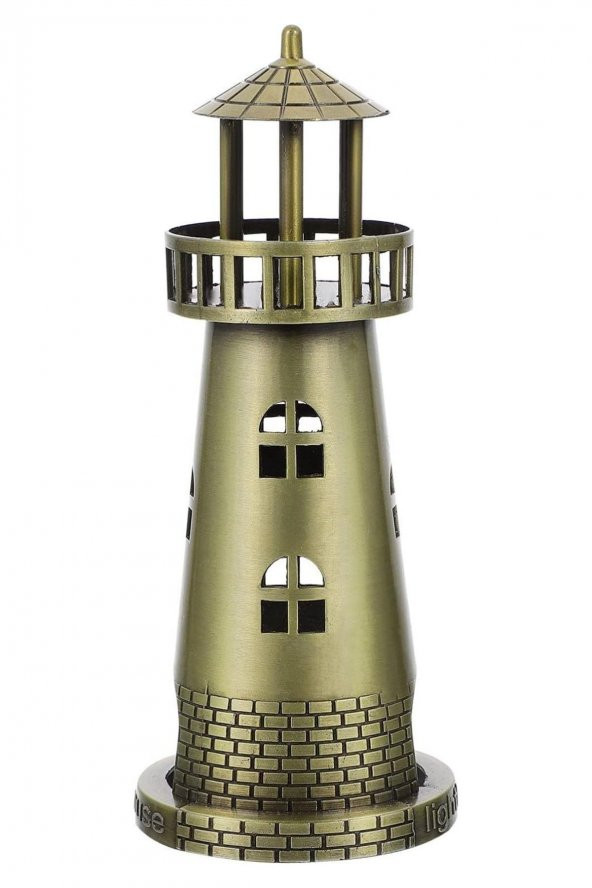 Vintage Metal Deniz Feneri Biblo Antik Bronz 18 cm - Resim 6