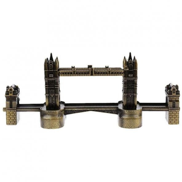 Vintage Metal İngiltere London Tower Bridge Biblo Antik Bronz 20 cm - Resim 3