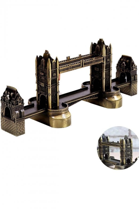 Vintage Metal İngiltere London Tower Bridge Biblo Antik Bronz 20 cm - Resim 6