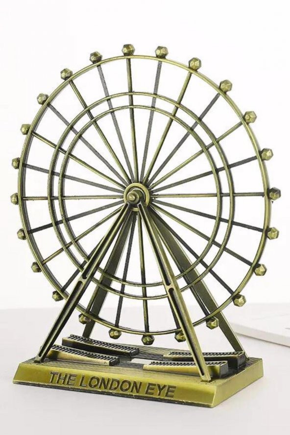 Vintage Metal İngiltere London Eye Biblo Antik Bronz 9 cm - Resim 9