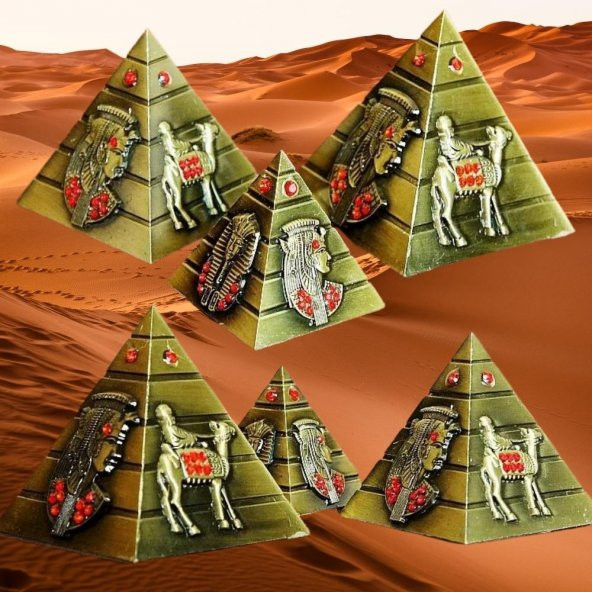 Vintage Metal Mısır Piramidi Biblo Antik Bronz 8 cm - Resim 5