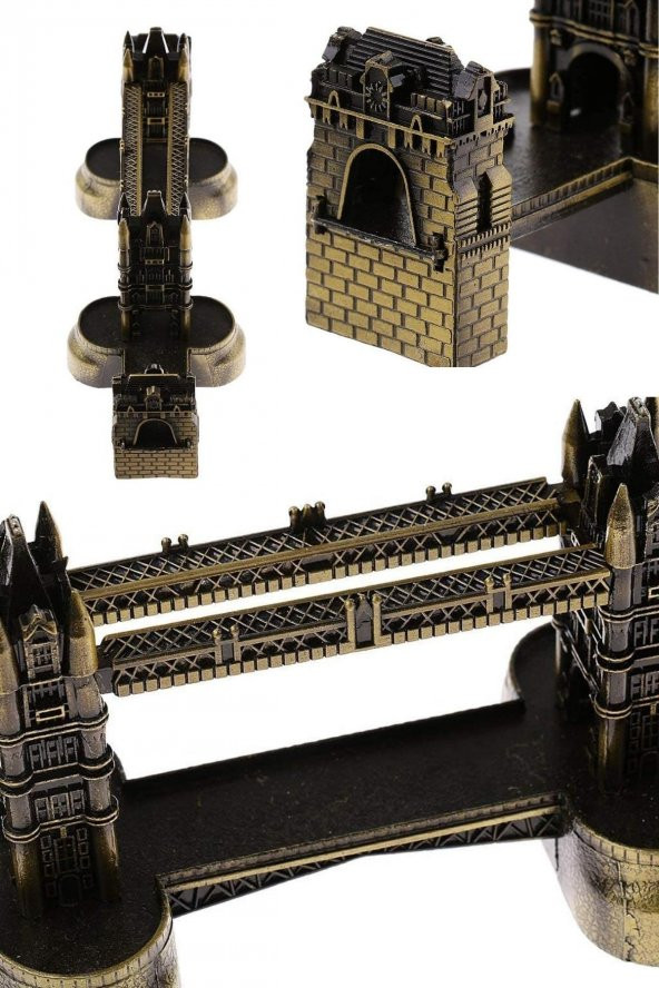 Vintage Metal İngiltere London Tower Bridge Biblo Antik Bronz 20 cm - Resim 10