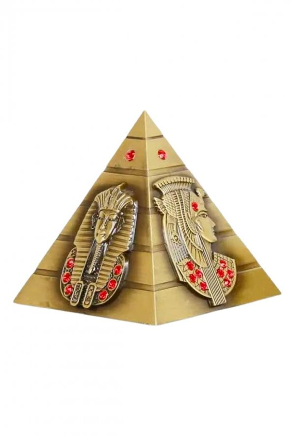 Vintage Metal Mısır Piramidi Biblo Antik Bronz 8 cm - Resim 6