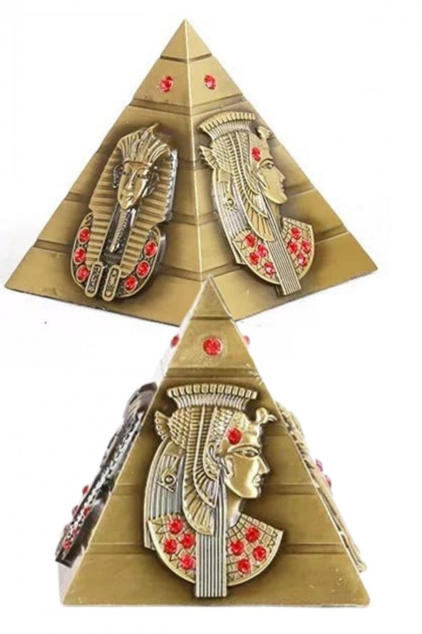 Vintage Metal Mısır Piramidi Biblo Antik Bronz 8 cm - Resim 9