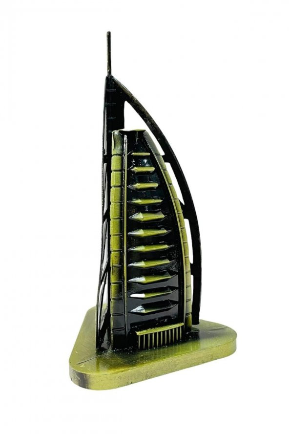 Vintage Metal Dubai Burj Al Arab Biblo Antik Bronz 16 cm - Resim 8