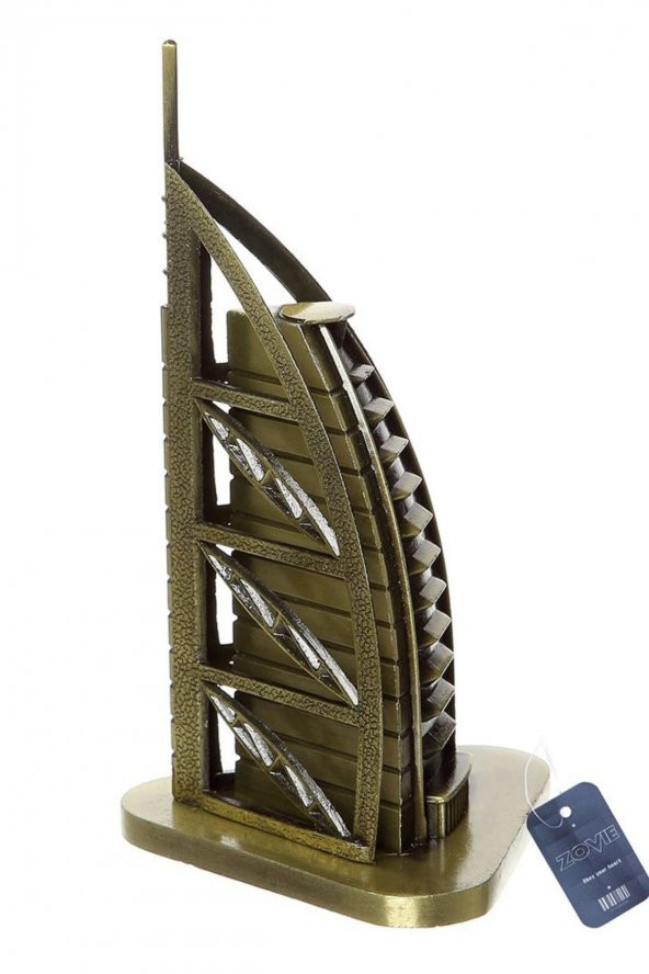 Vintage Metal Dubai Burj Al Arab Biblo Antik Bronz 16 cm - Resim 11