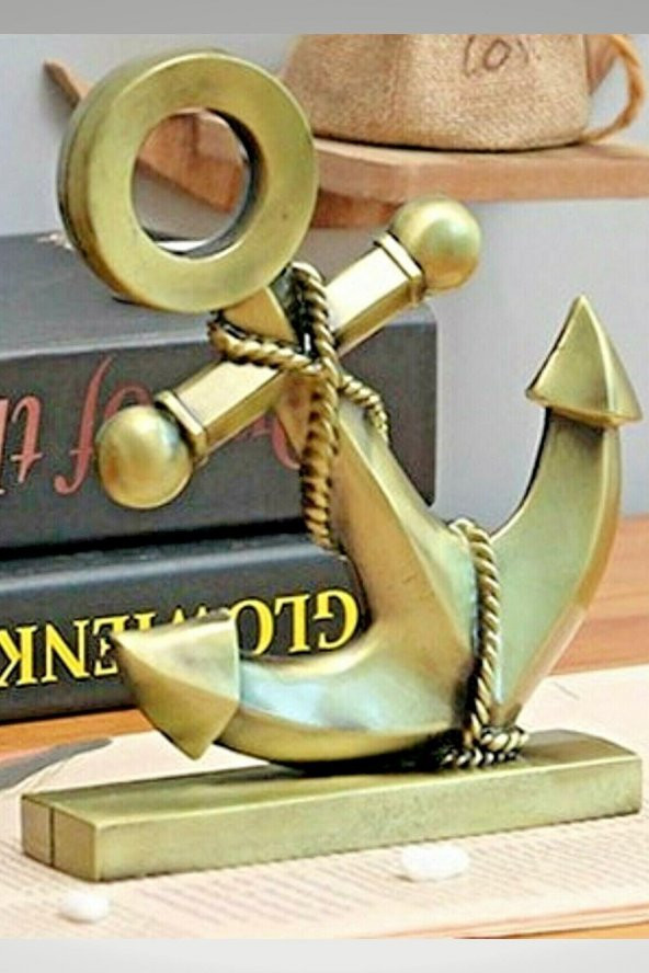 Vintage Metal Çapa Biblo Antik Bronz 16 cm - Resim 9