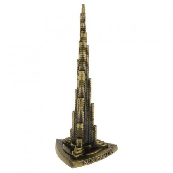Vintage Metal Burj Khalifa Biblo Antik Bronz 22 cm Burç Halife