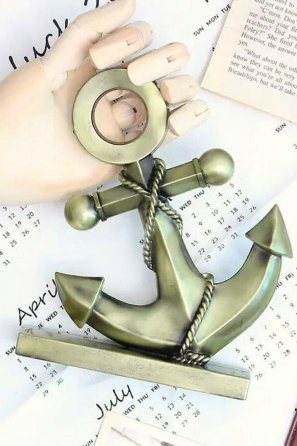 Vintage Metal Çapa Biblo Antik Bronz 16 cm - Resim 10