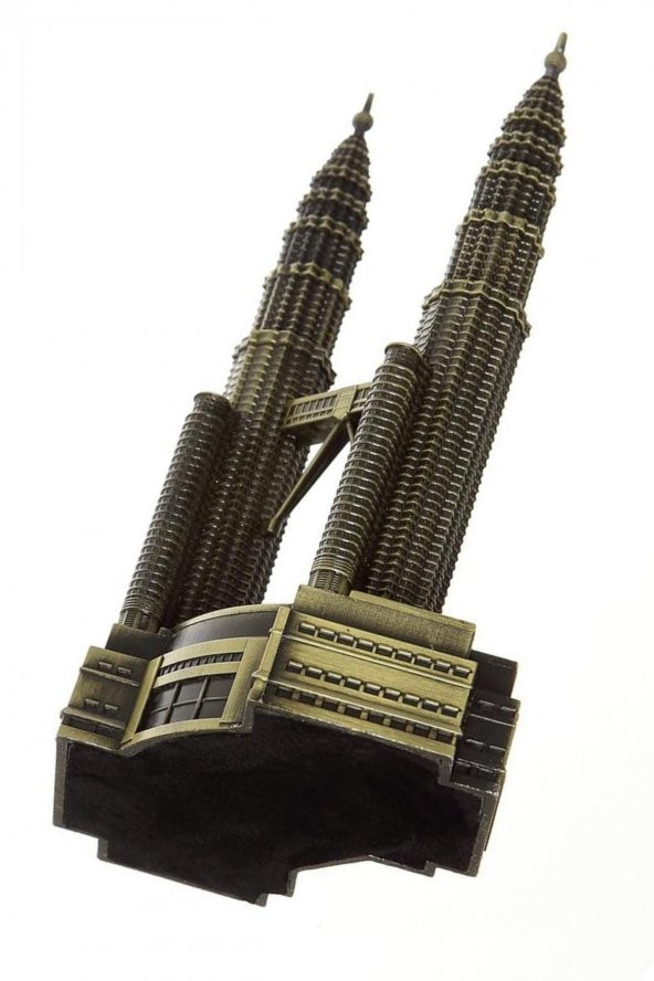 Vintage Metal Malezya Twin Towers Biblo Antik Bronz 18 cm - Resim 9