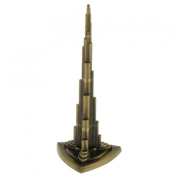 Vintage Metal Burj Khalifa Biblo Antik Bronz 25 cm Burç Halife - Resim 3