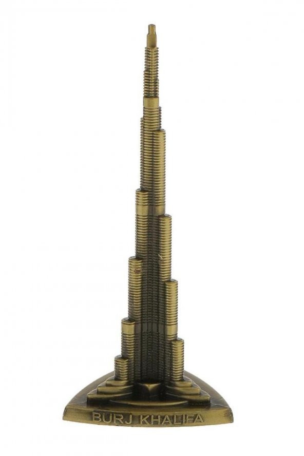 Vintage Metal Burj Khalifa Biblo Antik Bronz 25 cm Burç Halife - Resim 6