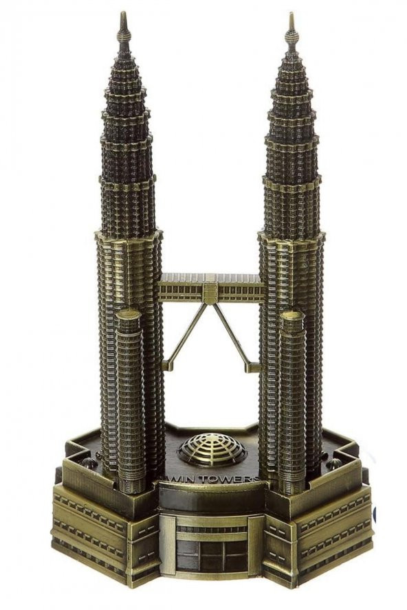 Vintage Metal Malezya Twin Towers Biblo Antik Bronz 18 cm - Resim 11