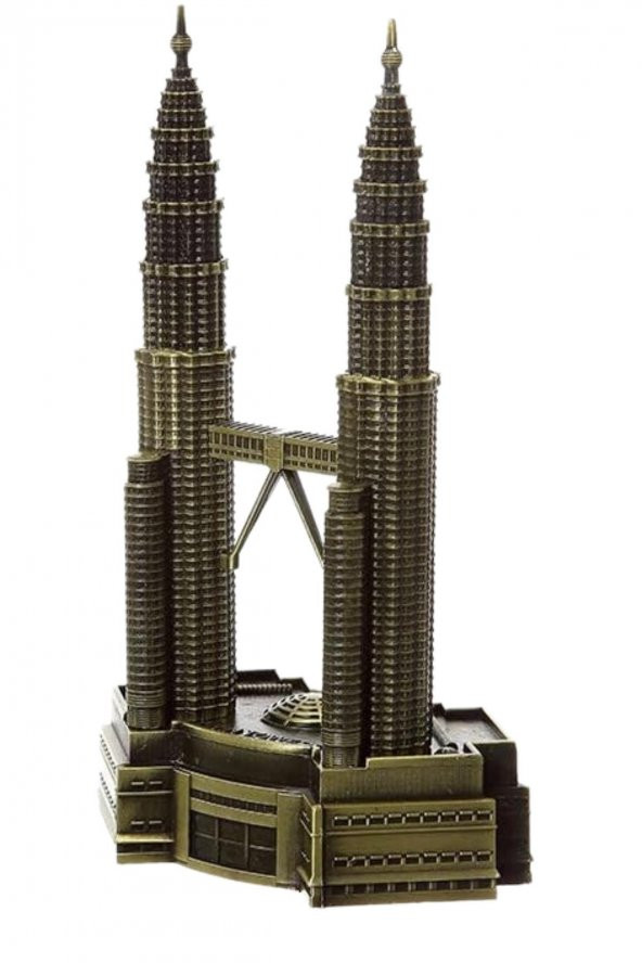 Vintage Metal Malezya Twin Towers Biblo Antik Bronz 18 cm - Resim 12
