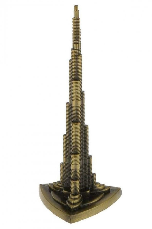 Vintage Metal Burj Khalifa Biblo Antik Bronz 25 cm Burç Halife - Resim 8