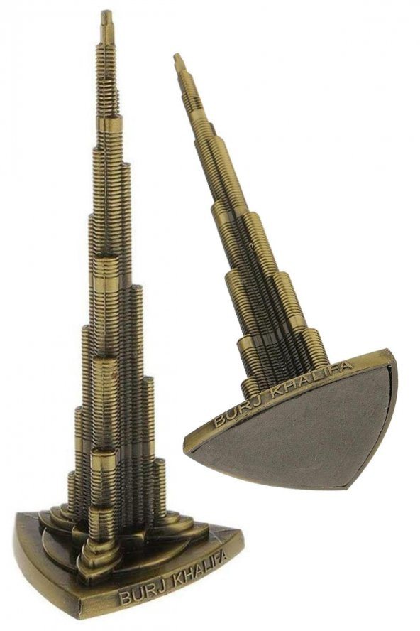 Vintage Metal Burj Khalifa Biblo Antik Bronz 22 cm Burç Halife - Resim 8