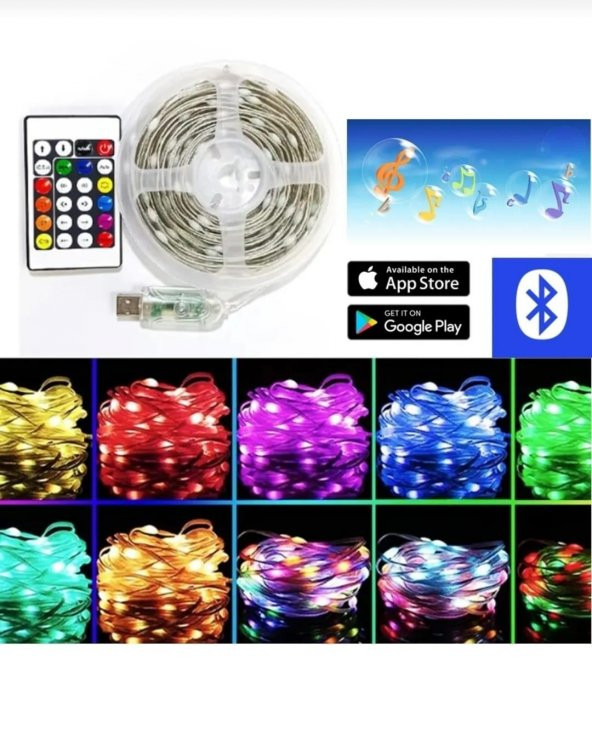 10 Metre Rgb Led Sese ve Müziğe Duyarlı Bluetooth Özellikli Tak Çalıştır Set - 2