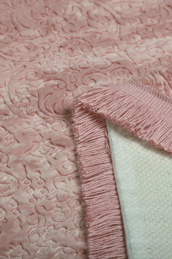 Bonny Home Nova Pembe 160x230 cm Pamuk Kaymaz Taban Peluş Banyo Paspası Büyük Püsküllü Banyo Halısı - 2