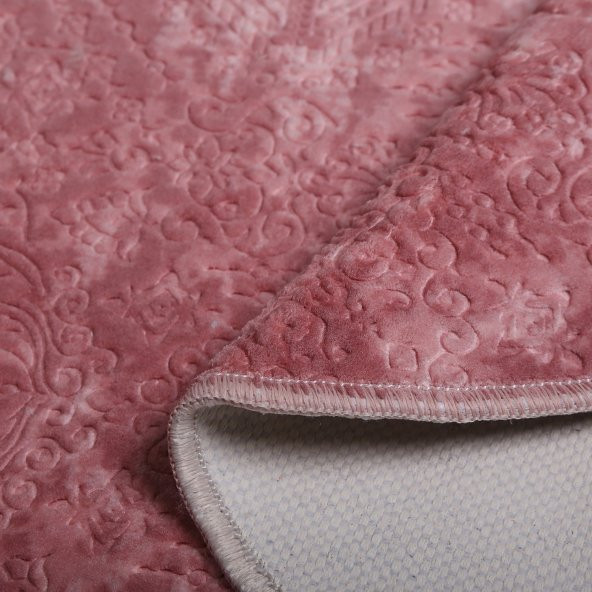 Bonny Home Nova Pembe 80X150 cm Pamuk Kaymaz Taban Peluş Banyo Paspası Büyük Püsküllü Banyo Halısı - 3