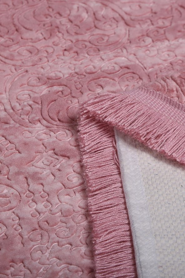 Bonny Home Nova Pembe 2li Pamuk Kaymaz Klozet Takımı Saçaklı Yıkanabilir Banyo Paspası Seti - 2