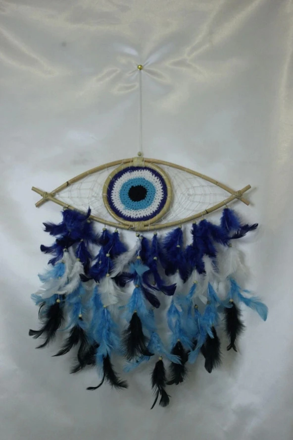 Mavi Nazar Boncuğu Tasarımlı Dream Catcher Düş Kapanı - Resim 2