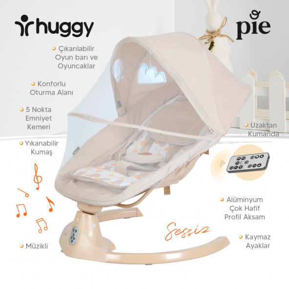 Huggy Pie Yenidoğandana Uygun Otomatik Sallanabilir Kumandalı Müzikli Ana Kucağı - 3