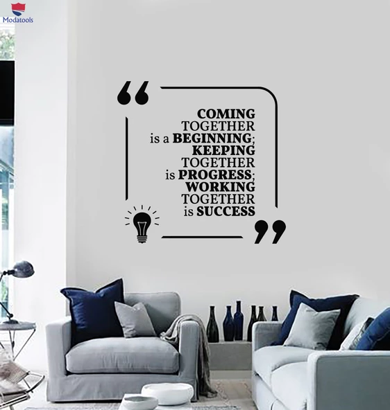 Oturma Odası, Ofis, Dükkan Duvar Sticker İlham Veren Cümle Alıntı İlerleme Birlikte Çalışma Çıkartmaları