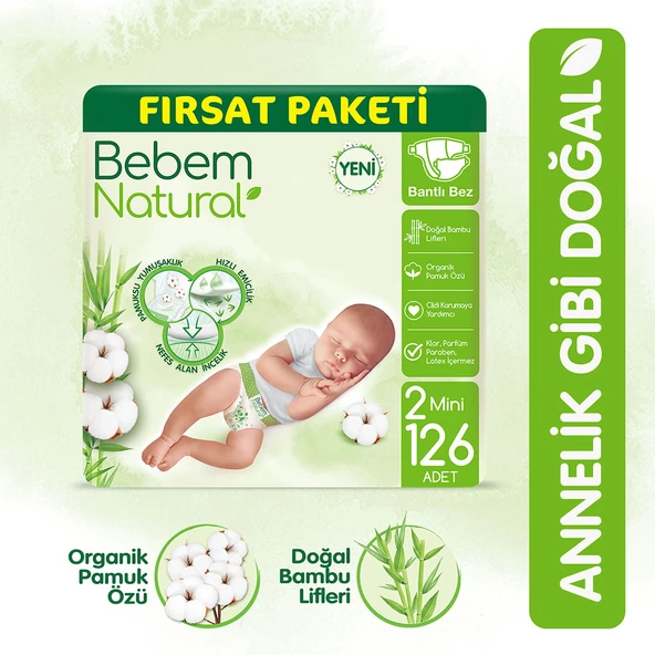 Bebem Natural Bebek Bezi 2 Beden Mini Fırsat Paketi 126 Adet