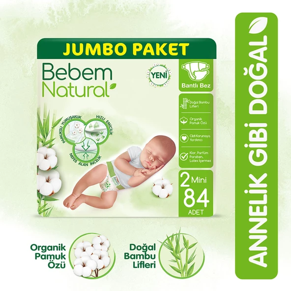 Bebem Natural Bebek Bezi 2 Beden Mini Jumbo Paket 84 Adet