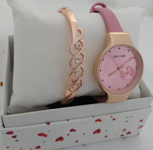 PEMBE DERİ KORDON ŞIK MKADIN KOL SAATİ - 2