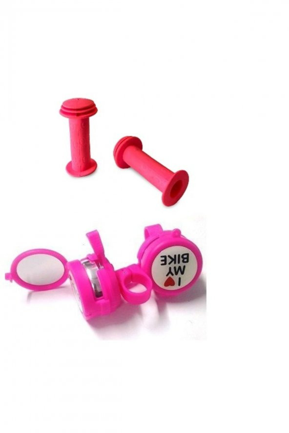 Bisiklet Aynalı Zil Pembe & Pembe Elcik Antibakteriyel Set Halinde