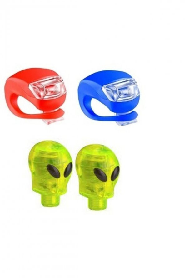 Bisiklet Ön Arka Silikon Flaşör Lamba Ve Sibop Işık Takımı 2 Li Set