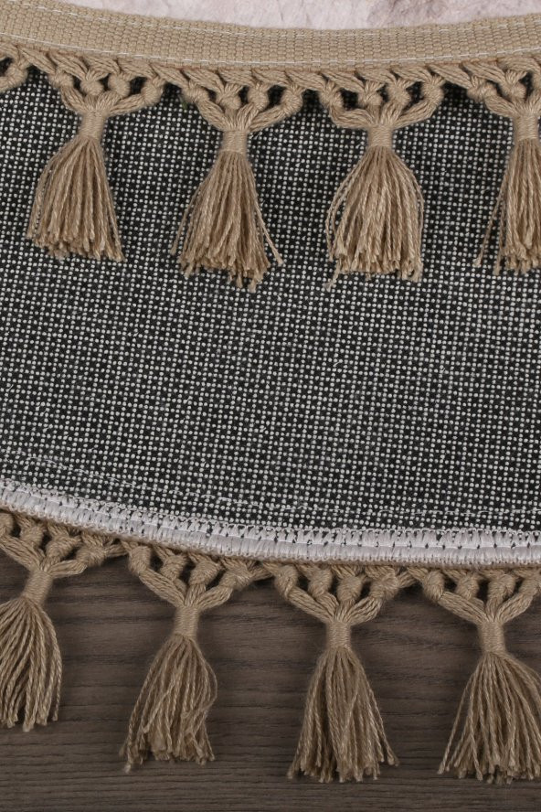 Nova Vizon Yuvarlak 120x120 Cm Ponpon Saçaklı Kaymaz Tabanlı Makinede Yıkanabilir Banyo Paspası - 4