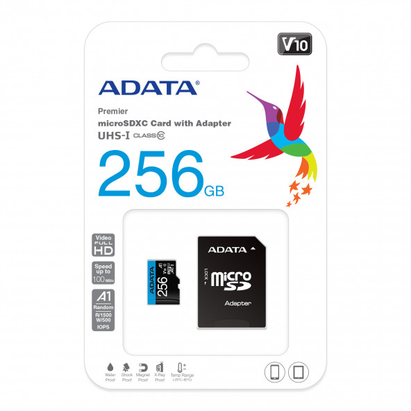 Adata 256GB Premier microSDXC Adaptörlü Hafıza Kartı UHS-I Class10 V10