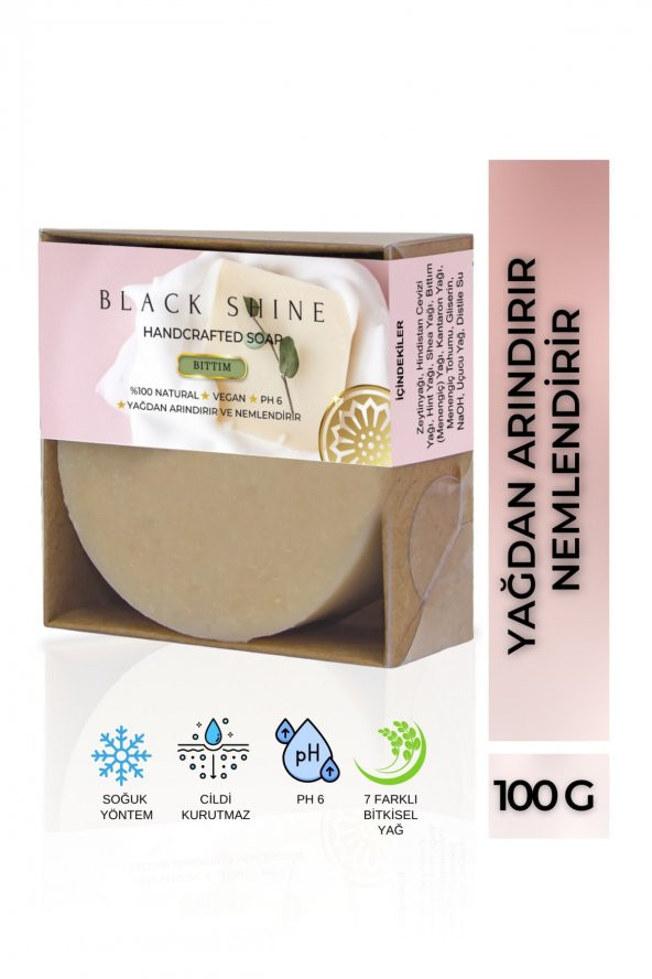 Black Shine BS Bıttım Sabunu, Egzama Ve Sorunlu Ciltler Için & Saç Dökülmesi Için Bıttım Vegan 100 Gr KRM0105