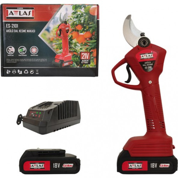 Attlas Es 2101 Çift Akülü Kömürsüz Bağ Makası 18 V