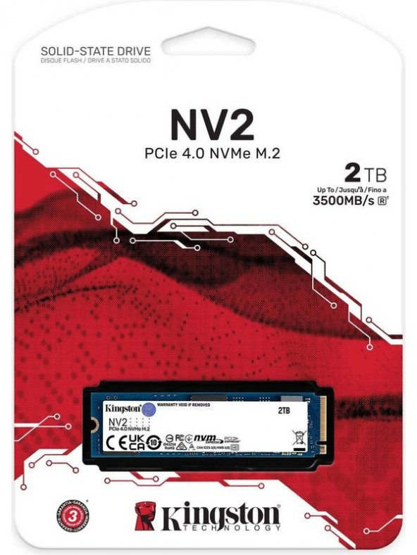 Kingston NV2 2TB M.2 2280 NVMe PCIe Internal SSD Up to 2800 MBs SNV2S2000G