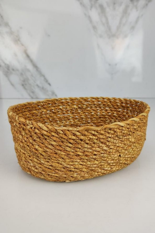 Digithome Hasır Banyo ve Makyaj Organizer Sepeti Oval Düzenleyici 20 Cm Kahverengi - PNL-PH22 S/3 C1-1-100 - 2