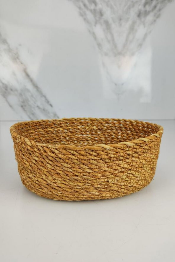 Digithome Hasır Banyo ve Makyaj Organizer Sepeti Oval Düzenleyici 20 Cm Kahverengi - PNL-PH22 S/3 C1-1-100 - 3