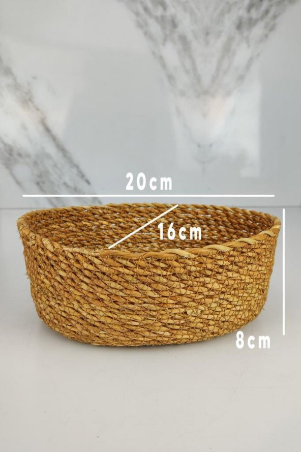 Digithome Hasır Banyo ve Makyaj Organizer Sepeti Oval Düzenleyici 20 Cm Kahverengi - PNL-PH22 S/3 C1-1-100 - 5