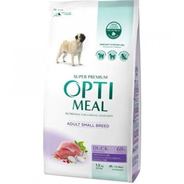 OptiMeal Ördek Etli ve Esmer Pirinçli Küçük Irk Yetişkin Köpek Maması 1,5 Kg