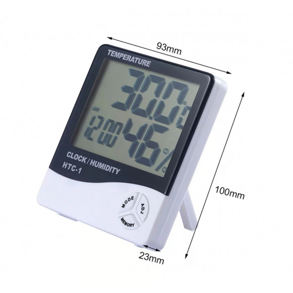 DİJİTAL TERMOMETRE NEM VE ISI ÖLÇER SAAT GÖSTERGELİ - 2