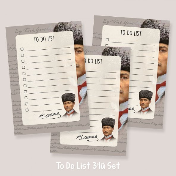 3  lü To Do List Set  Not Defteri  Bloknot ST10