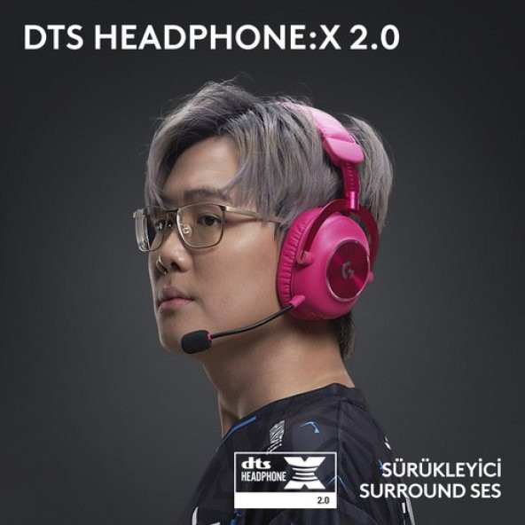 Logitech G PRO X 2 LIGHTSPEED Kablosuz DTSX Headphone 2.0 - 7.1 Surround Ses Oyun Kulaklığı - Pembe - 6