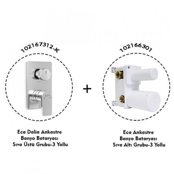 Eca Dalia Ankastre Banyo Bataryası 2 Parça Set  3 Yollu (102167312-K+102166301) - Resim 2