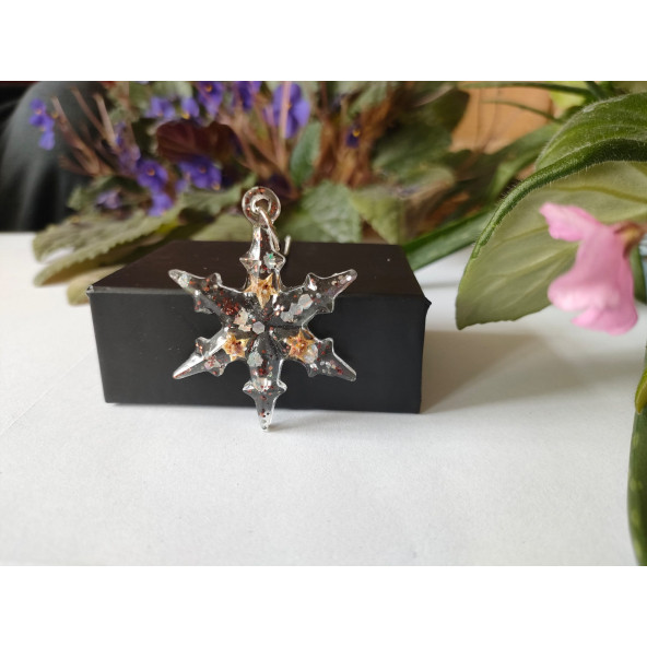 Epoksi Kolye Kristal Kar Tanesi Özel Günlerde Hediyelik Özel Tasarım Epoksi Kolye - 2