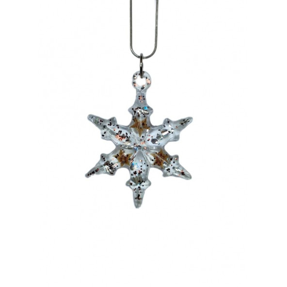 Epoksi Kolye Kristal Kar Tanesi Özel Günlerde Hediyelik Özel Tasarım Epoksi Kolye - 4