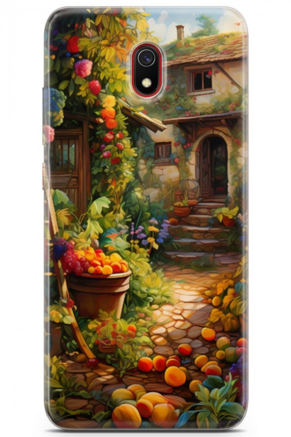 Xiaomi Redmi 8A Kılıf Seri Fresh 8 Bahçeli Ev Baskılı Kılıf